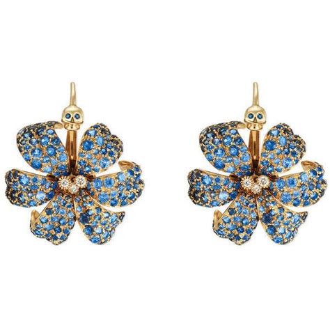 gucci flora earrings with sapphires|small Gucci earrings.